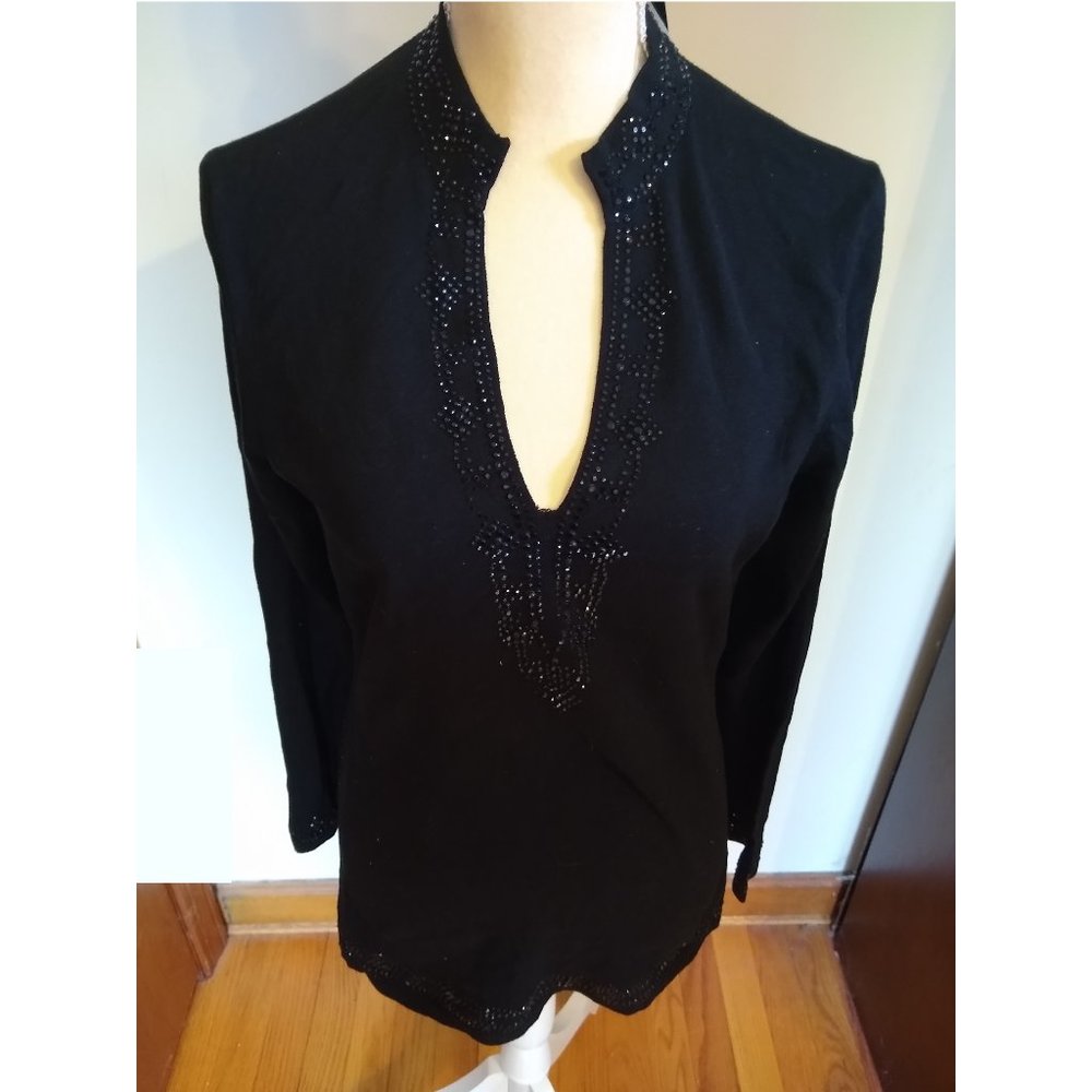 INC Women’s Caracas SilkBlend Black Sweater PL NWT